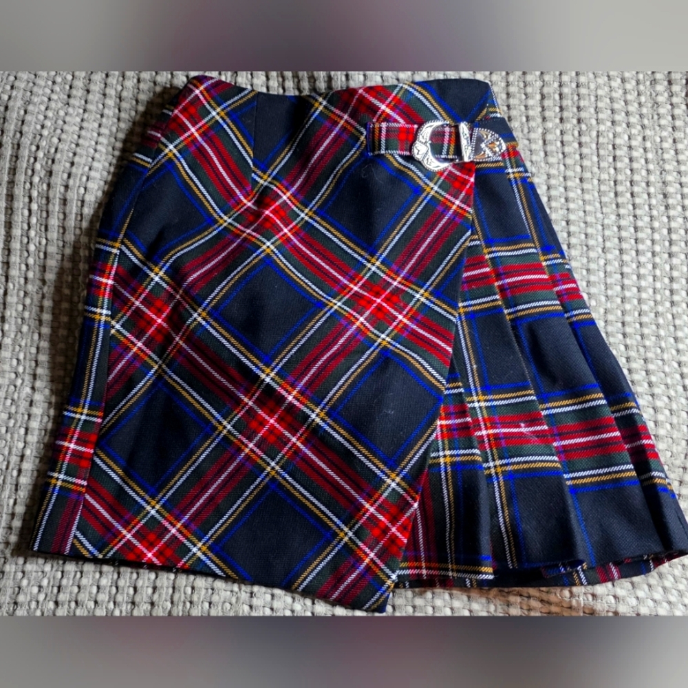 Maje Red and Blue Plaid Mini Skirt